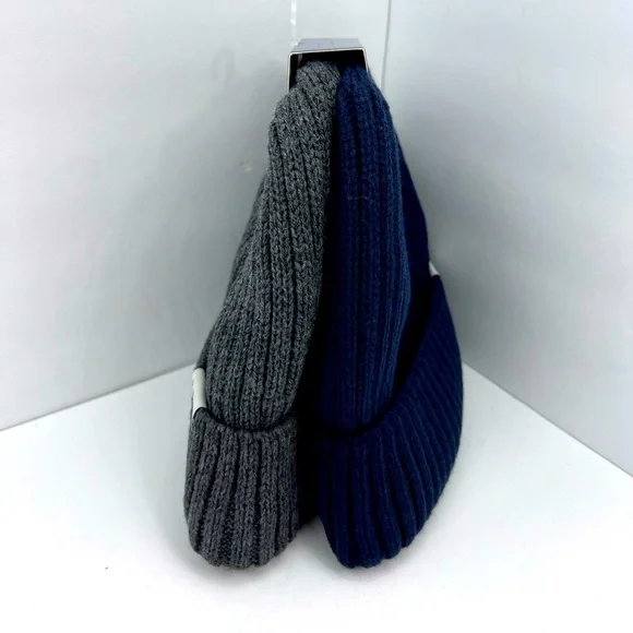 BEN SHERMAN, 2 PACK BEANIE SET, THERMAL PLUSH LINING UNISEX, ONE SIZE,GREY, NAVY - Picture 3 of 15